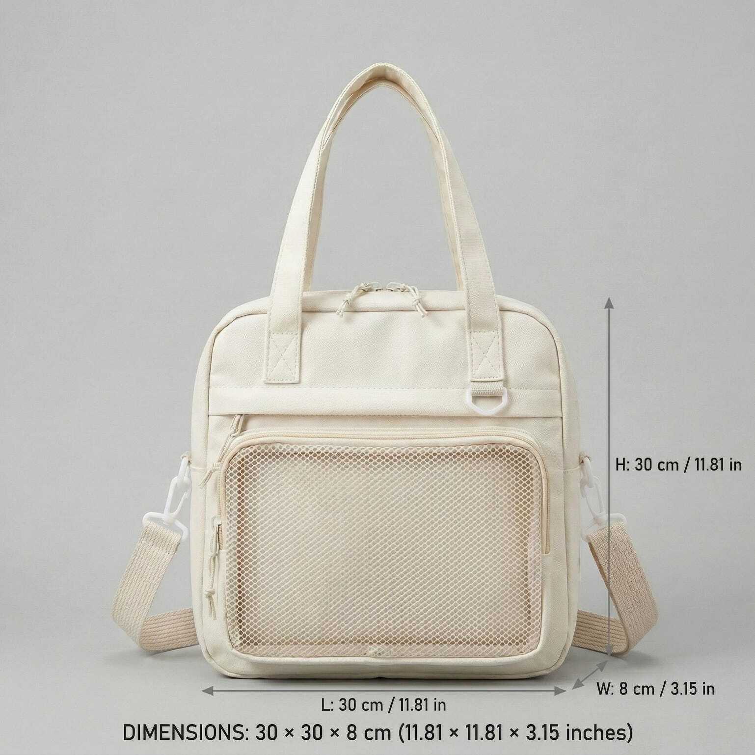 Large Black Kawaii Y2K Ita Backpack with Clear Window for Pin Display Large Black Kawaii Y2K Ita Backpack with Clear Window for Pin Display