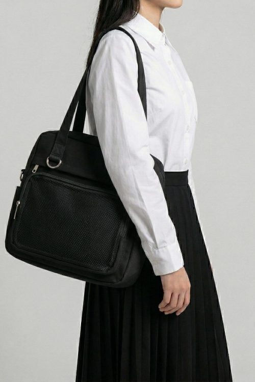 Large Black Kawaii Y2K Ita Backpack with Clear Window for Pin Display