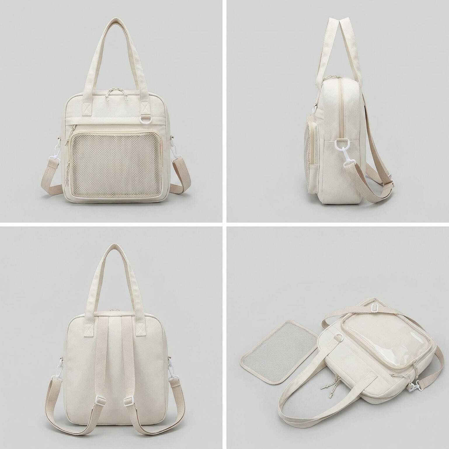 Large Black Kawaii Y2K Ita Backpack with Clear Window for Pin Display Large Black Kawaii Y2K Ita Backpack with Clear Window for Pin Display