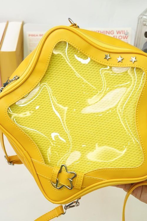 Large Black Star Convertible Ita Bag with Clear Window for Pin Display
