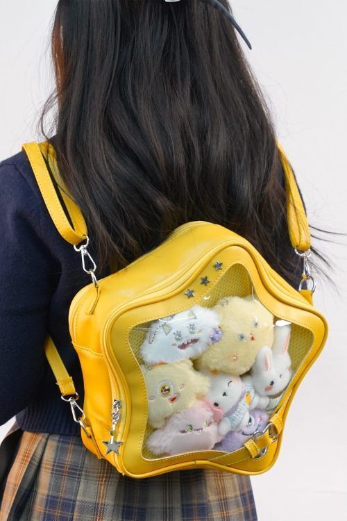 Large Black Star Convertible Ita Bag with Clear Window for Pin Display