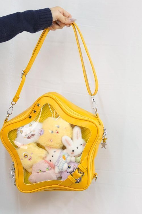 Large Black Star Convertible Ita Bag with Clear Window for Pin Display