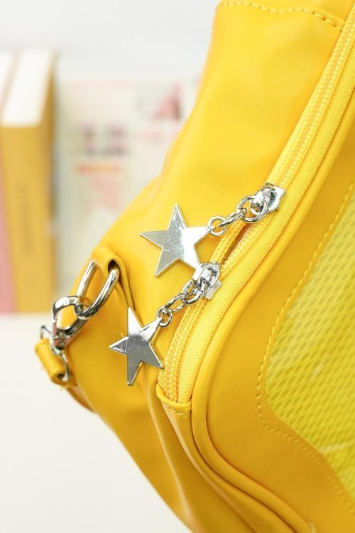 Large Black Star Convertible Ita Bag with Clear Window for Pin Display