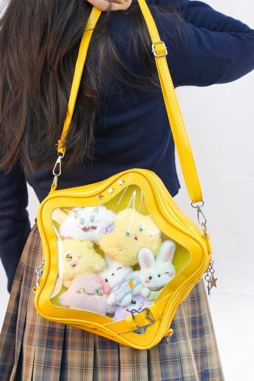 Large Black Star Convertible Ita Bag with Clear Window for Pin Display