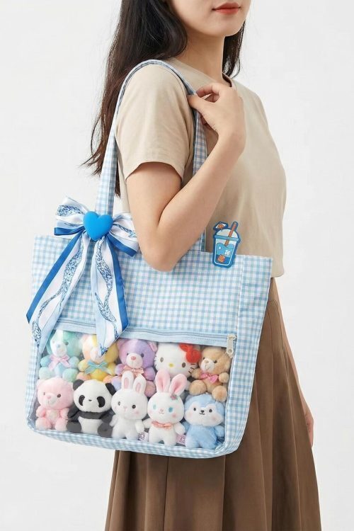 Large Blue Ita Messenger Bag with Clear Window for Pin Display