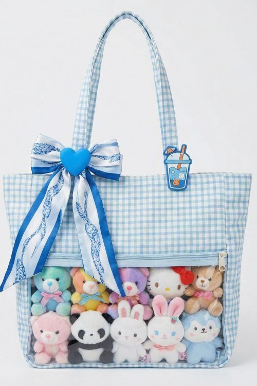 Large Blue Ita Messenger Bag with Clear Window for Pin Display