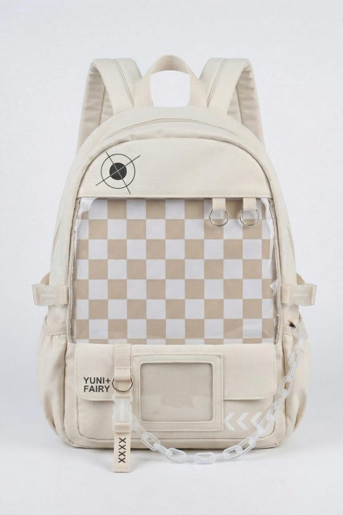 Large Blue Kawaii Y2K Ita Backpack with Clear Window for Photocards and Pins