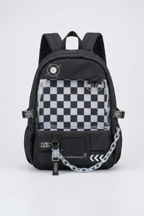 Large Blue Kawaii Y2K Ita Backpack with Clear Window for Photocards and Pins