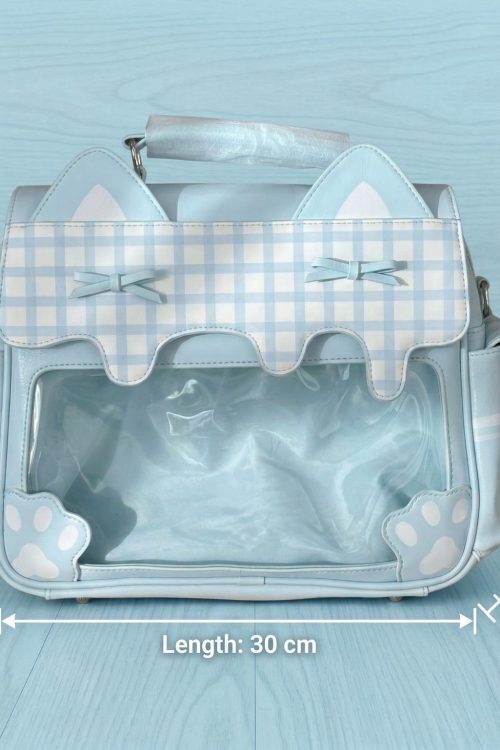 Large Cat Ita Crossbody Bag with Clear Window for Plushies and Pins