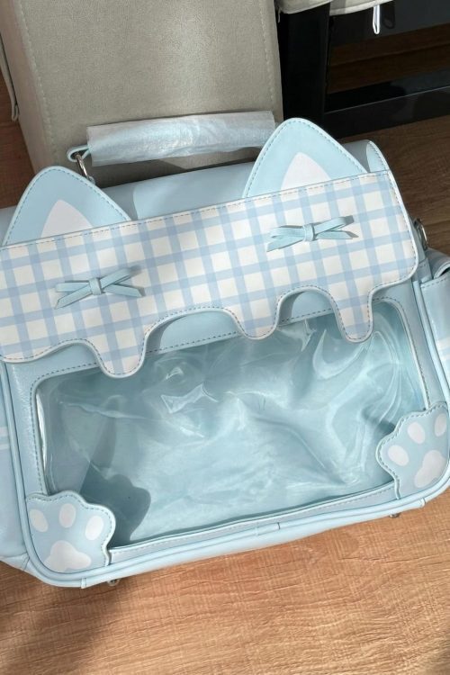 Large Cat Ita Crossbody Bag with Clear Window for Plushies and Pins