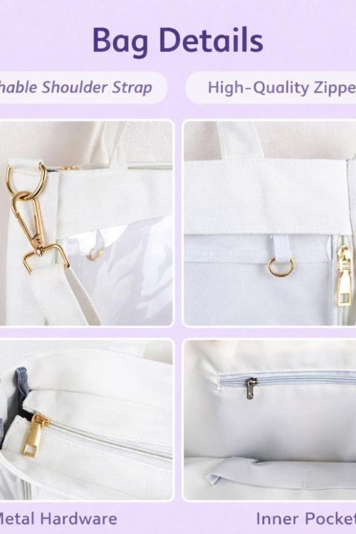 Large Convertible Ita Bag with Clear Window for Pin Display