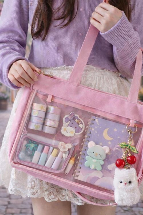 Large Convertible Ita Bag with Clear Window for Pin Display