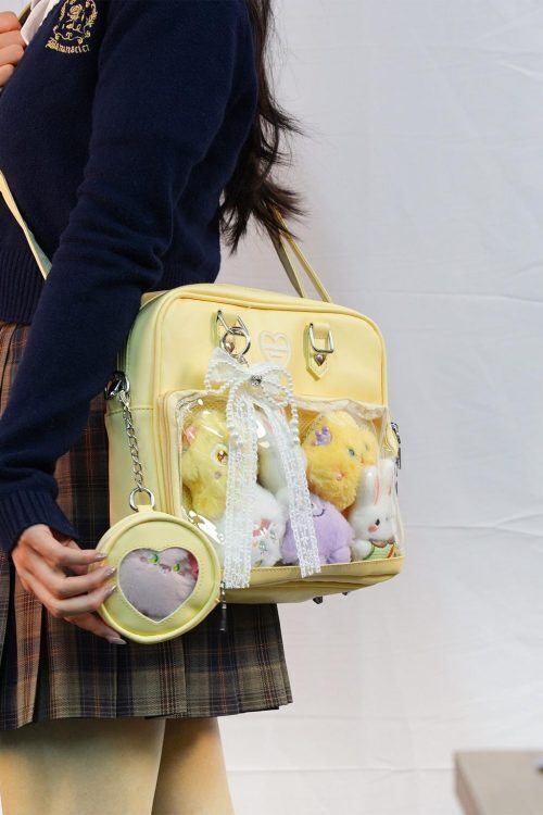 Large Convertible Ita Bag with Clear Window for Plushies and Pins