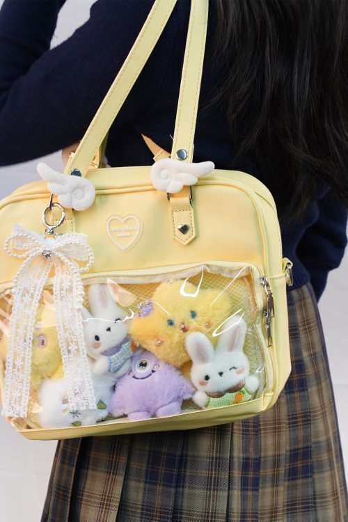 Large Convertible Ita Bag with Clear Window for Plushies and Pins