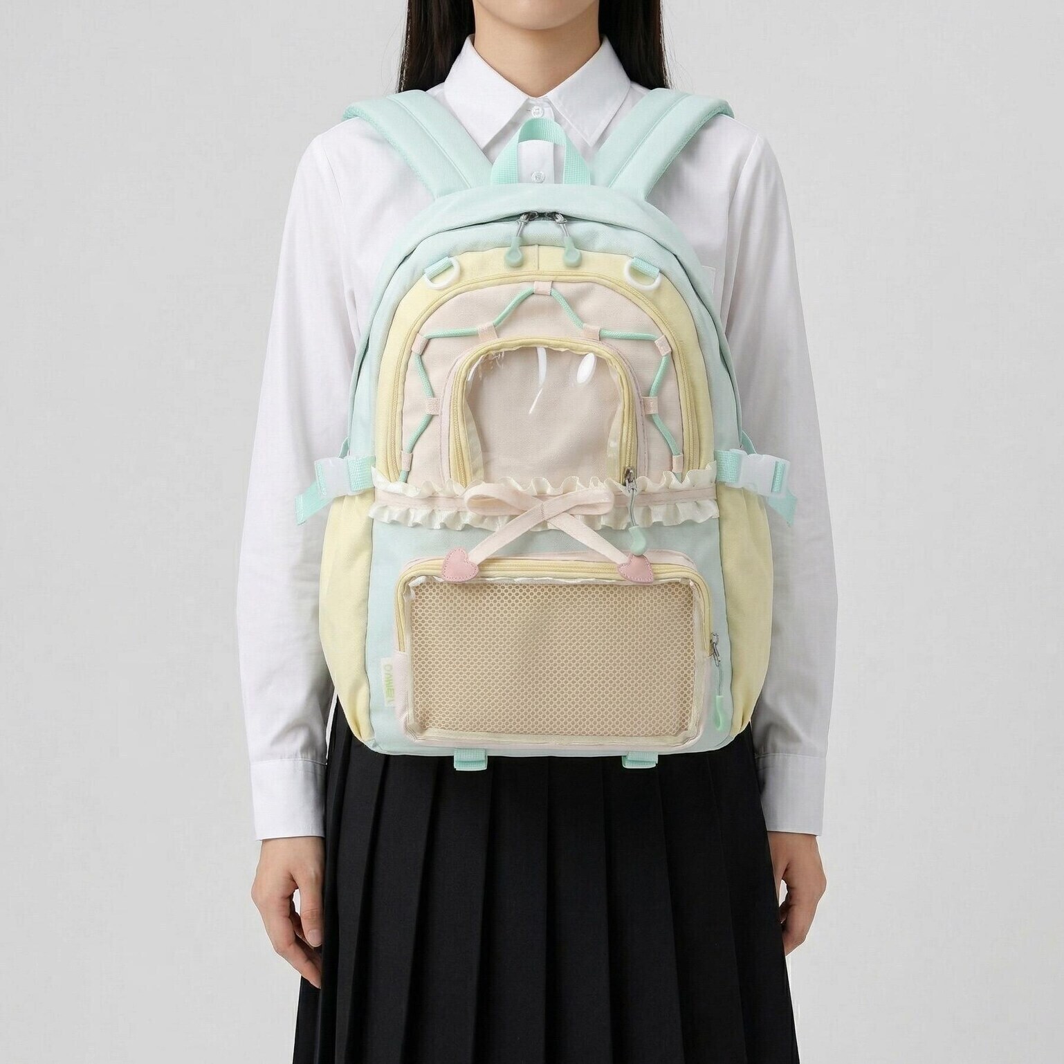 Large Green Kawaii Y2K Ita Backpack with Clear Window for Photocards and Pins Large Green Kawaii Y2K Ita Backpack with Clear Window for Photocards and Pins