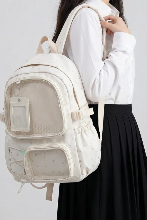 Large Green Kawaii Y2K Ita Backpack with Clear Window for Photocards and Pins