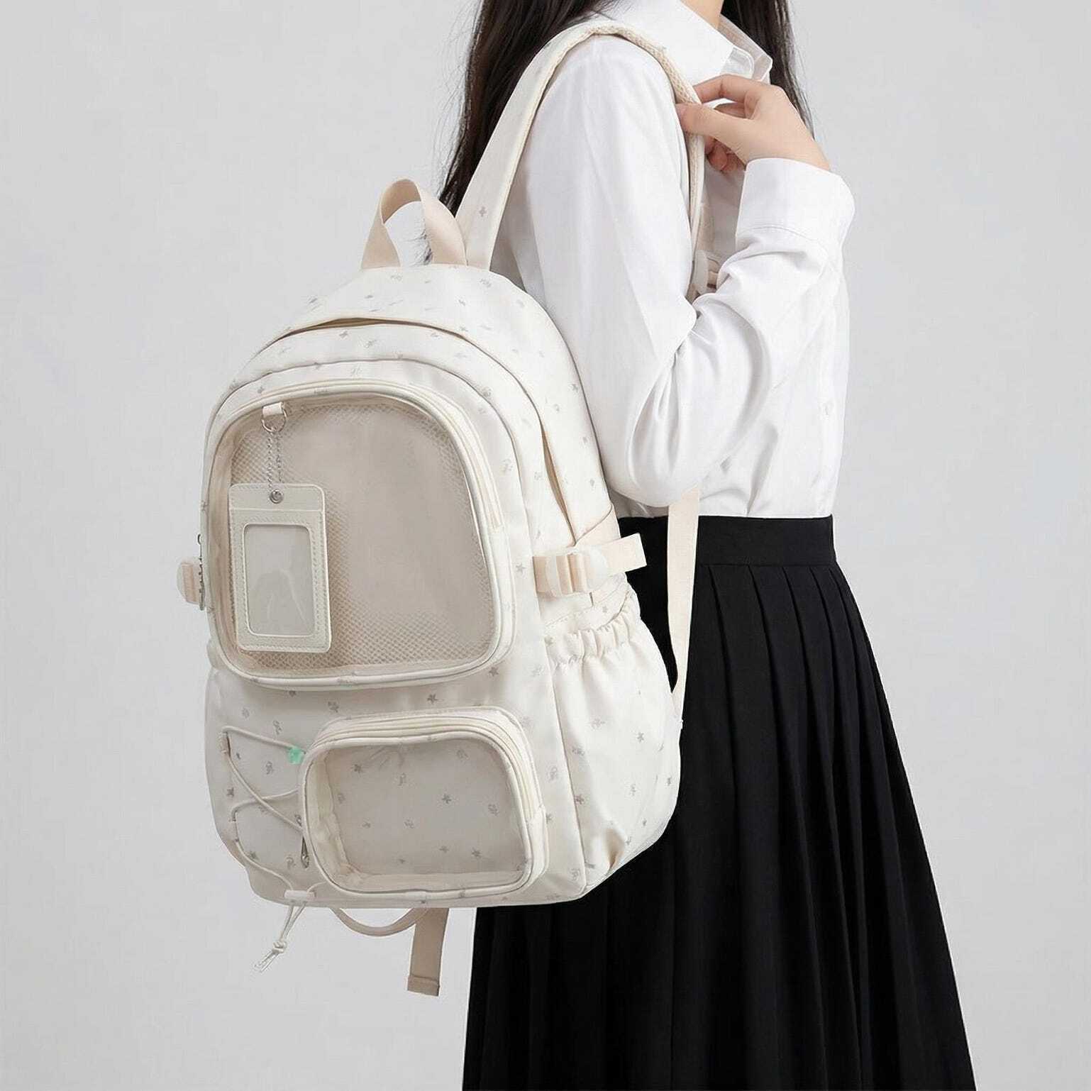 Large Green Kawaii Y2K Ita Backpack with Clear Window for Photocards and Pins Large Green Kawaii Y2K Ita Backpack with Clear Window for Photocards and Pins