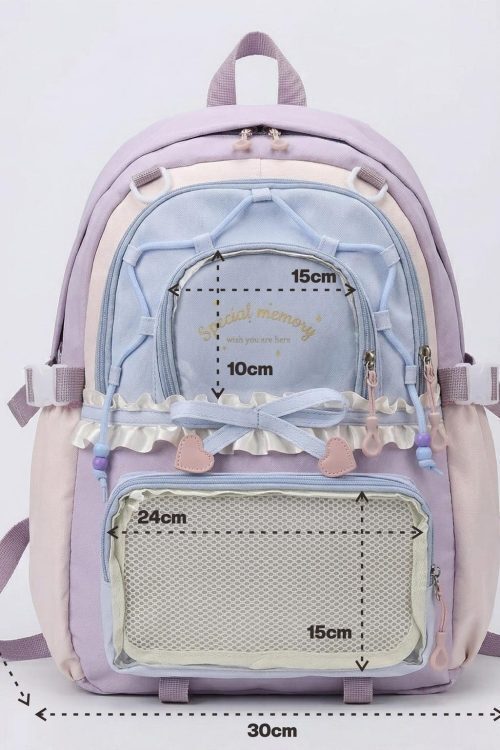 Large Green Kawaii Y2K Ita Backpack with Clear Window for Photocards and Pins
