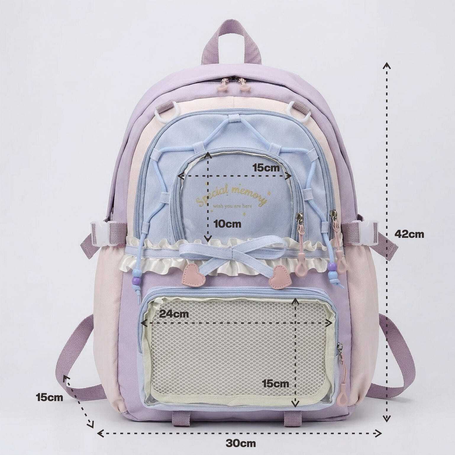 Large Green Kawaii Y2K Ita Backpack with Clear Window for Photocards and Pins Large Green Kawaii Y2K Ita Backpack with Clear Window for Photocards and Pins