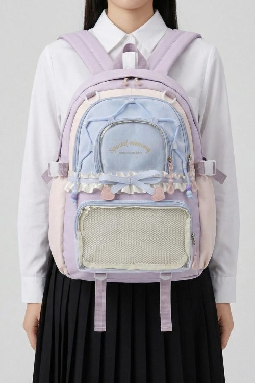 Large Green Kawaii Y2K Ita Backpack with Clear Window for Photocards and Pins