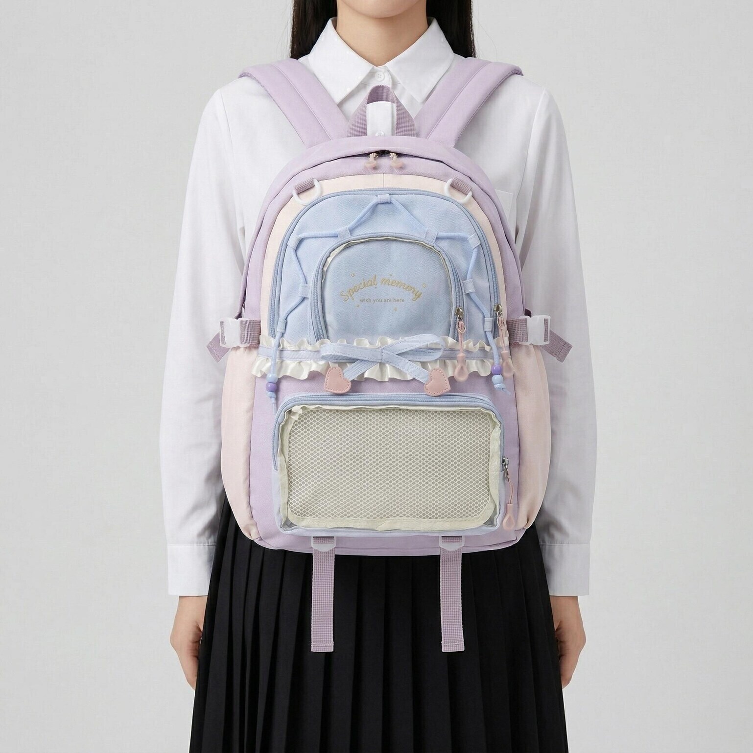 Large Green Kawaii Y2K Ita Backpack with Clear Window for Photocards and Pins Large Green Kawaii Y2K Ita Backpack with Clear Window for Photocards and Pins