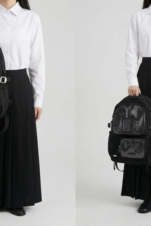 Large Green Kawaii Y2K Ita Backpack with Clear Window for Photocards and Pins