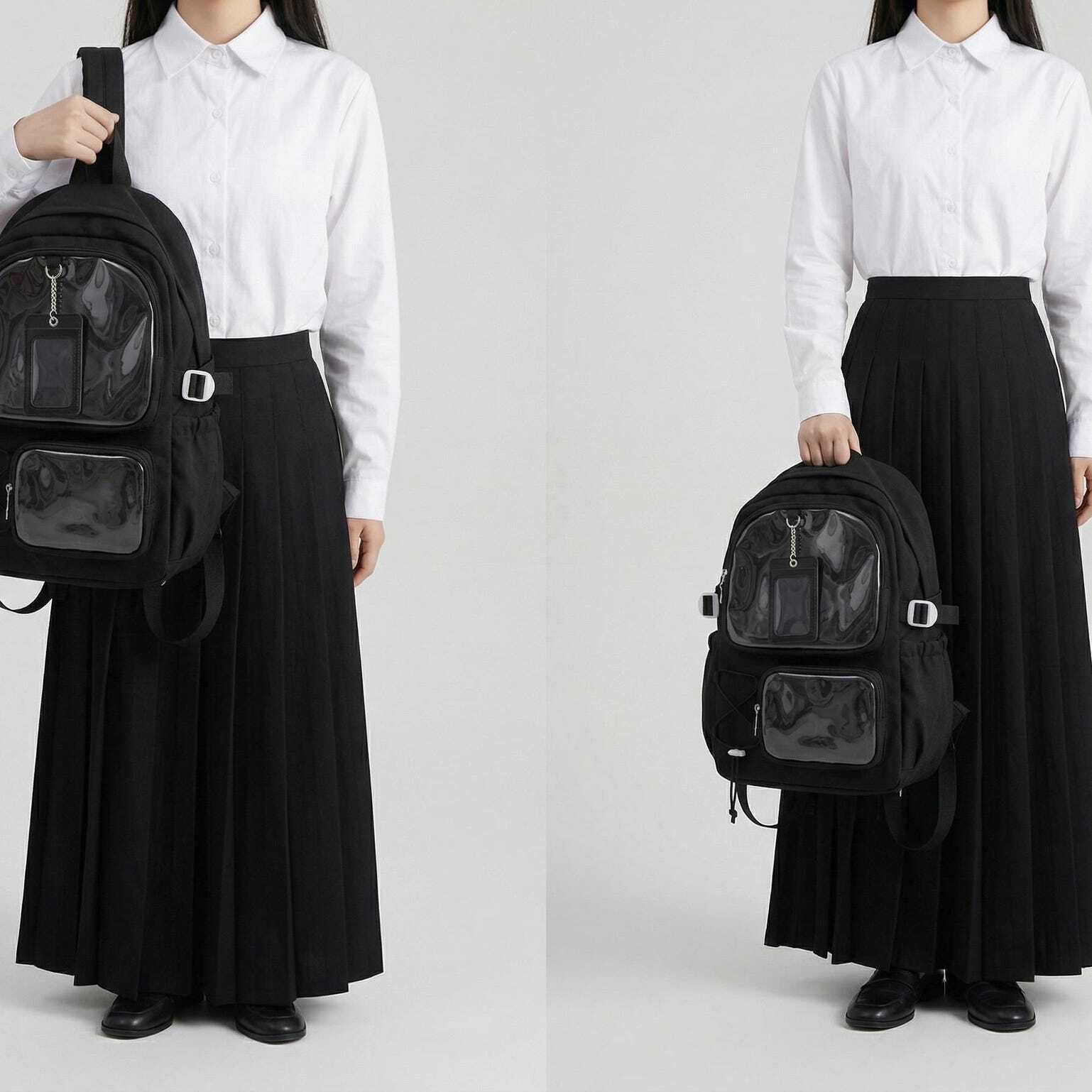 Large Green Kawaii Y2K Ita Backpack with Clear Window for Photocards and Pins Large Green Kawaii Y2K Ita Backpack with Clear Window for Photocards and Pins