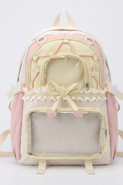 Large Green Kawaii Y2K Ita Backpack with Clear Window for Photocards and Pins