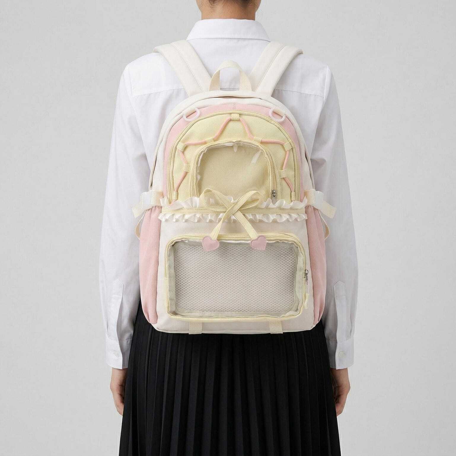 Large Green Kawaii Y2K Ita Backpack with Clear Window for Photocards and Pins Large Green Kawaii Y2K Ita Backpack with Clear Window for Photocards and Pins