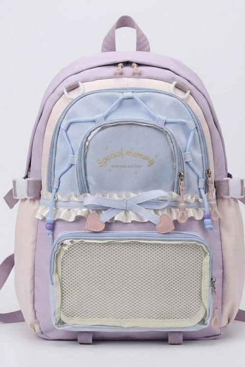 Large Green Kawaii Y2K Ita Backpack with Clear Window for Photocards and Pins