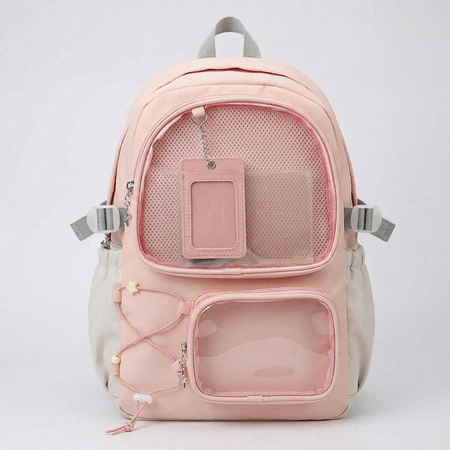 Large Green Kawaii Y2K Ita Backpack with Clear Window for Photocards and Pins Large Green Kawaii Y2K Ita Backpack with Clear Window for Photocards and Pins
