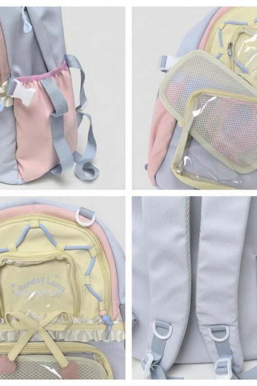 Large Green Kawaii Y2K Ita Backpack with Clear Window for Photocards and Pins