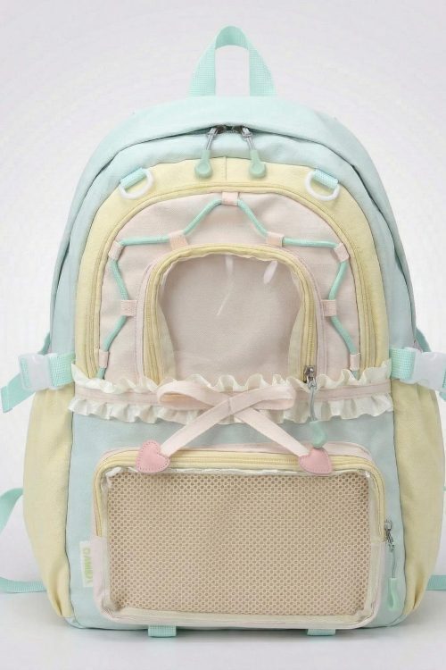 Large Green Kawaii Y2K Ita Backpack with Clear Window for Photocards and Pins