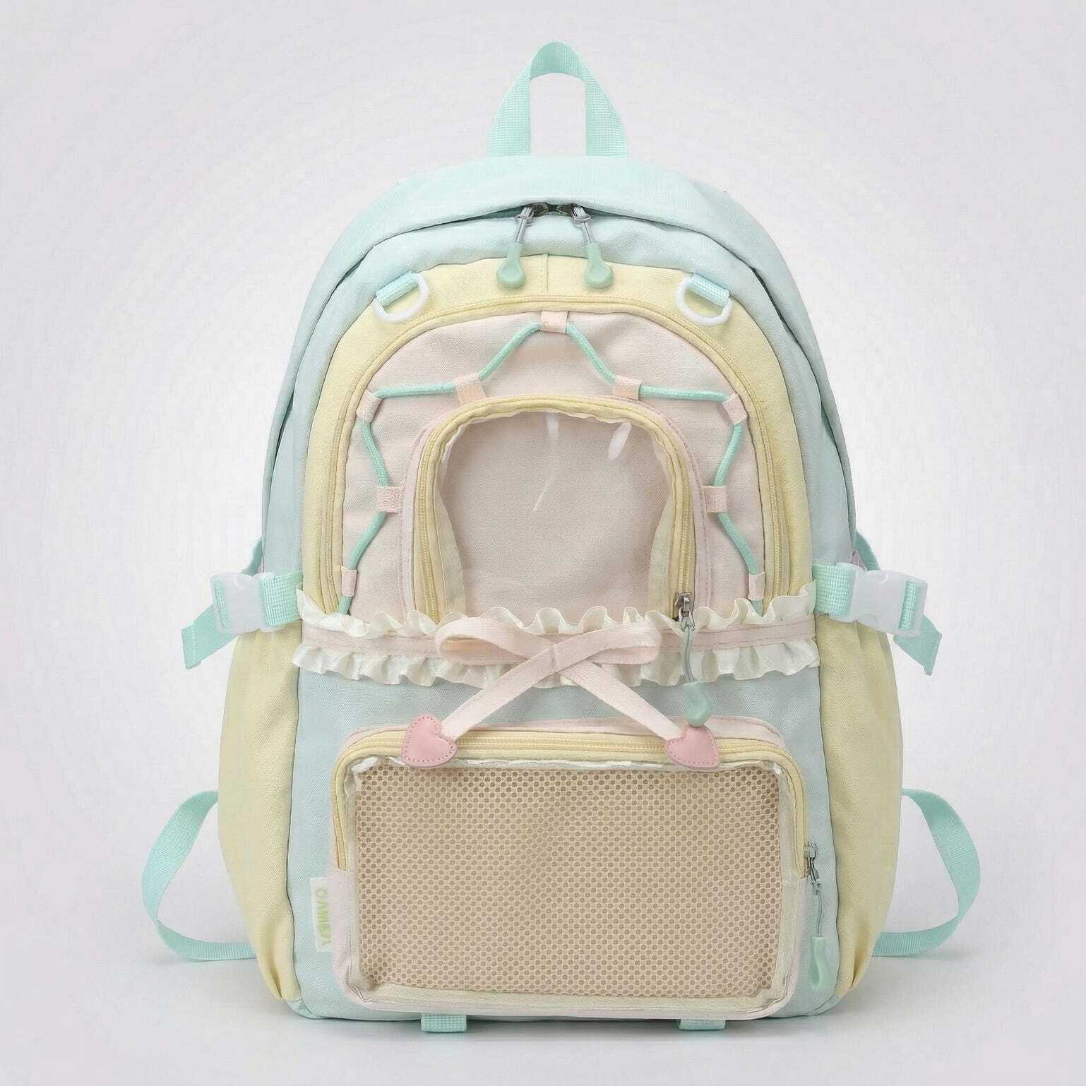 Large Green Kawaii Y2K Ita Backpack with Clear Window for Photocards and Pins Large Green Kawaii Y2K Ita Backpack with Clear Window for Photocards and Pins