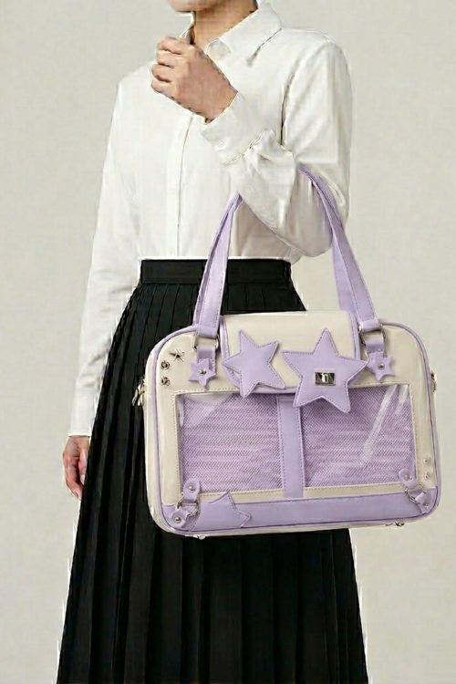 Large Green Kawaii Y2K Ita Handbag with Clear Window for Pin Display