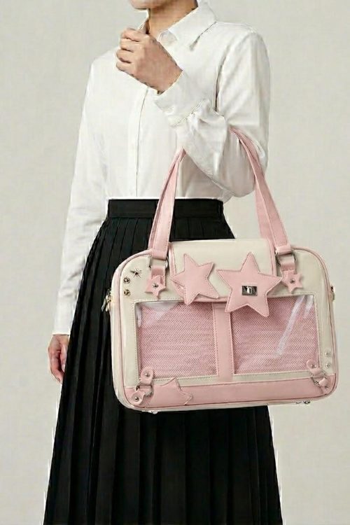 Large Green Kawaii Y2K Ita Handbag with Clear Window for Pin Display