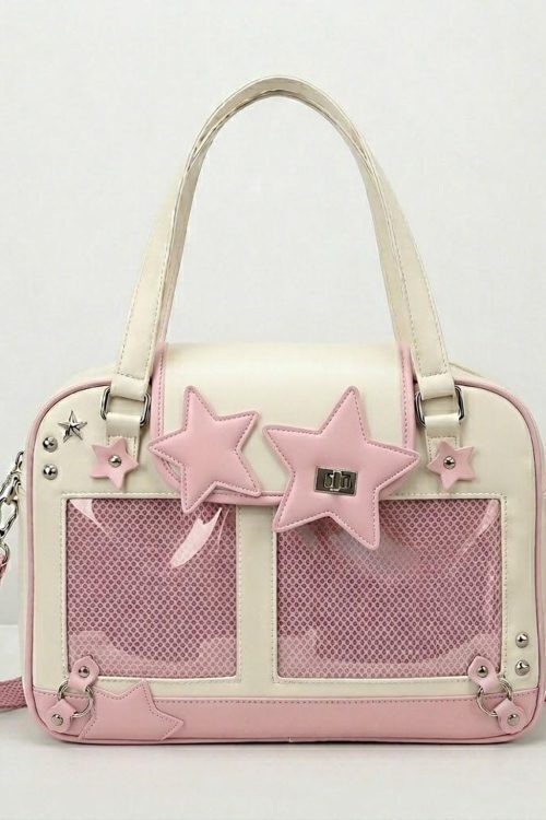 Large Green Kawaii Y2K Ita Handbag with Clear Window for Pin Display