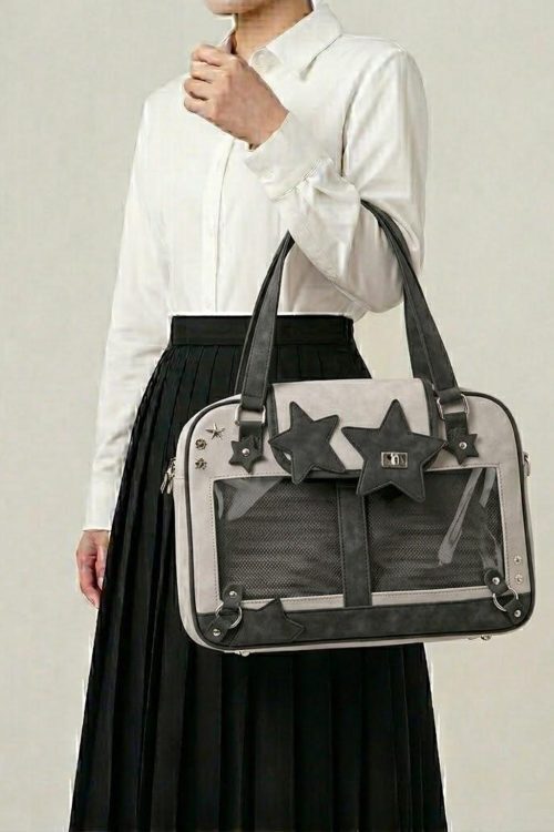 Large Green Kawaii Y2K Ita Handbag with Clear Window for Pin Display