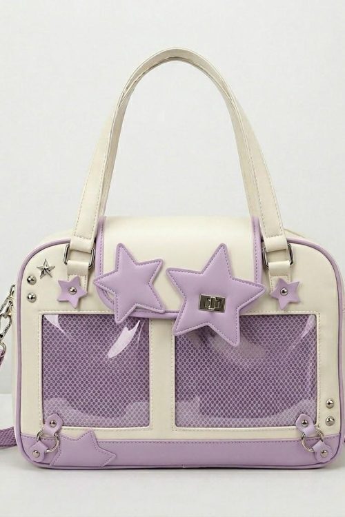 Large Green Kawaii Y2K Ita Handbag with Clear Window for Pin Display