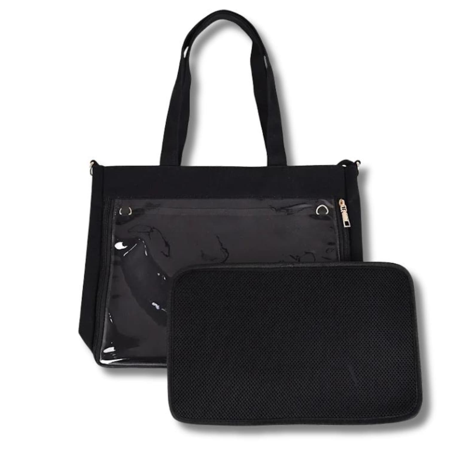 Large Ita Shoulder Bag with Clear Window for Pin Display Large Ita Shoulder Bag with Clear Window for Pin Display