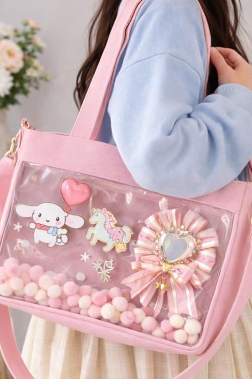 Large Ita Shoulder Bag with Clear Window for Pin Display