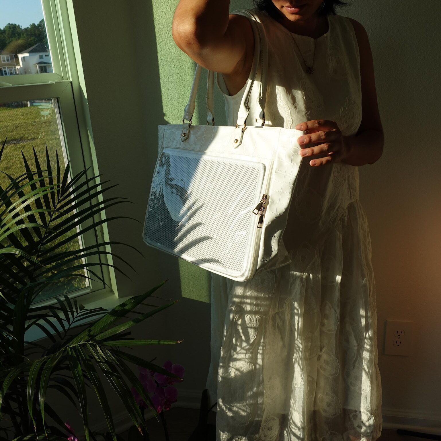 Large Ita Tote Bag with Clear Window for Pin Display Large Ita Tote Bag with Clear Window for Pin Display