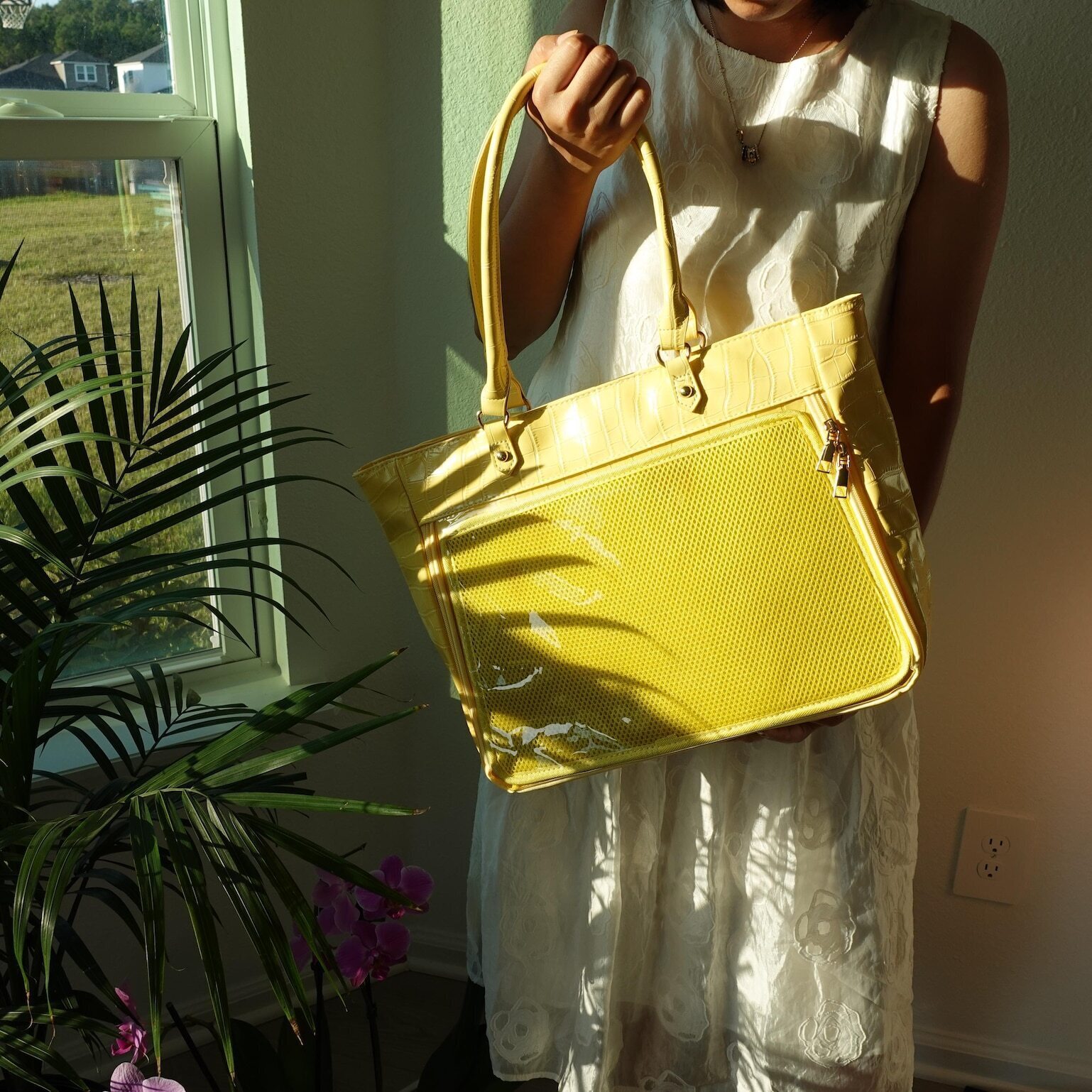 Large Ita Tote Bag with Clear Window for Pin Display Large Ita Tote Bag with Clear Window for Pin Display