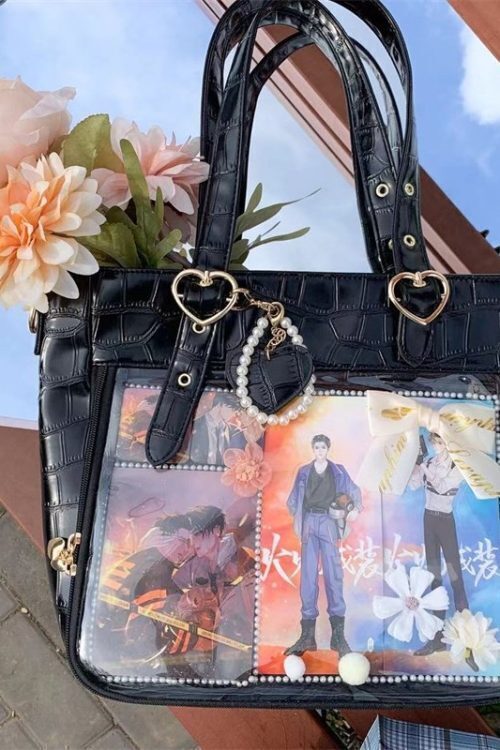 Large Ita Tote Bag with Clear Window for Plushies and Pins