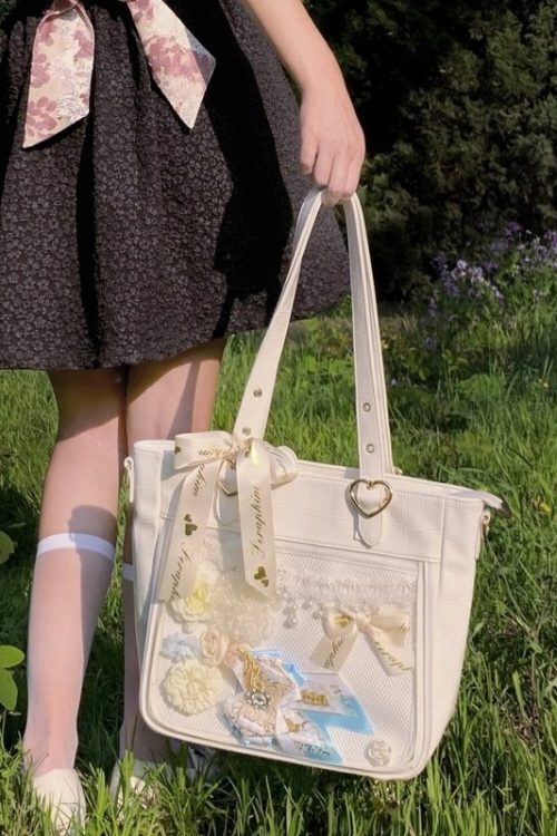 Large Ita Tote Bag with Clear Window for Plushies and Pins