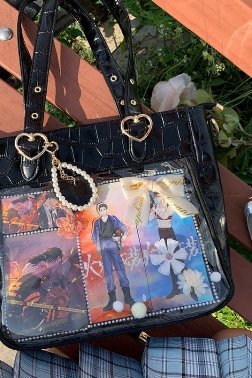 Large Ita Tote Bag with Clear Window for Plushies and Pins