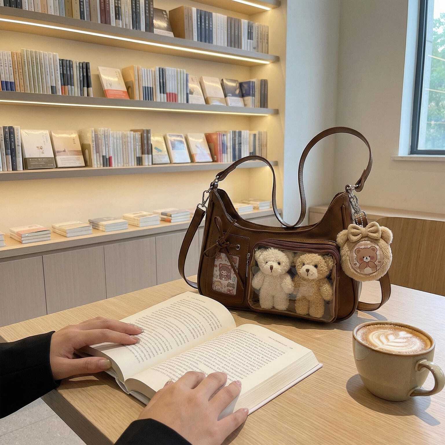 Large Kawaii Convertible Ita Bag with Clear Window for Pin Display Large Kawaii Convertible Ita Bag with Clear Window for Pin Display