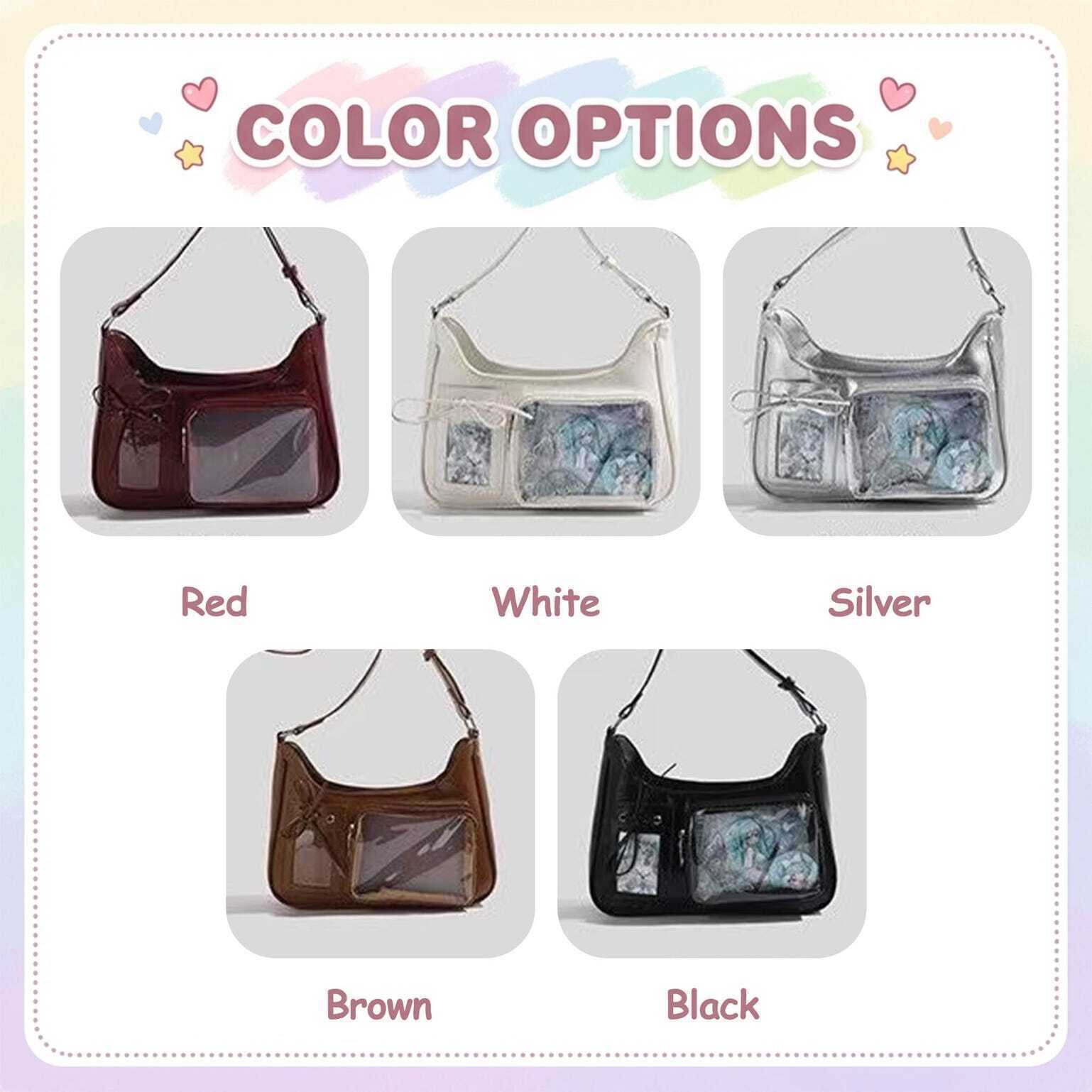 Large Kawaii Convertible Ita Bag with Clear Window for Pin Display Large Kawaii Convertible Ita Bag with Clear Window for Pin Display
