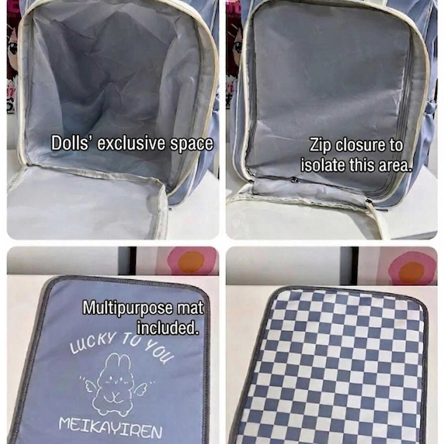 Large Kawaii Ita Backpack with Clear Window for Plushies and Pins Large Kawaii Ita Backpack with Clear Window for Plushies and Pins