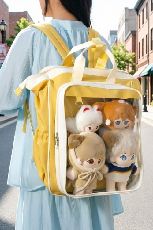 Large Kawaii Ita Backpack with Clear Window for Plushies and Pins